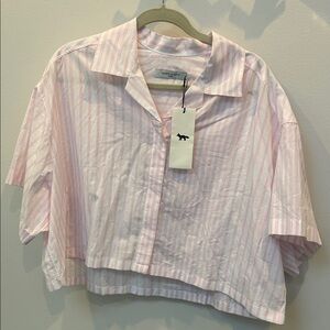 Pink Striped Cropped Shirt size XL-XXL